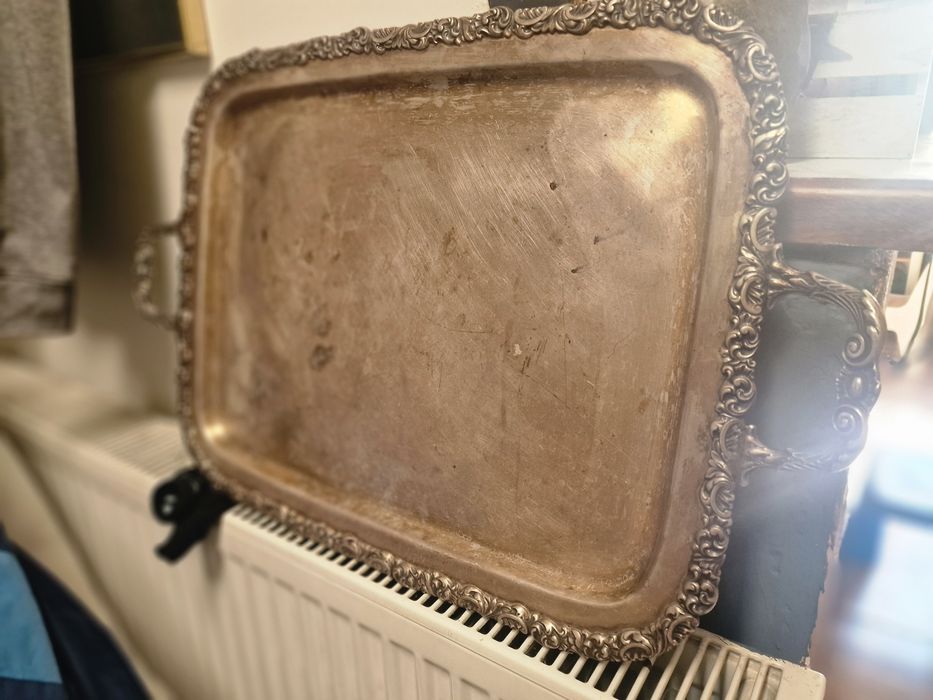 Duża Stara Patera Taca 1890- 1945 srebrna,posrebrzana