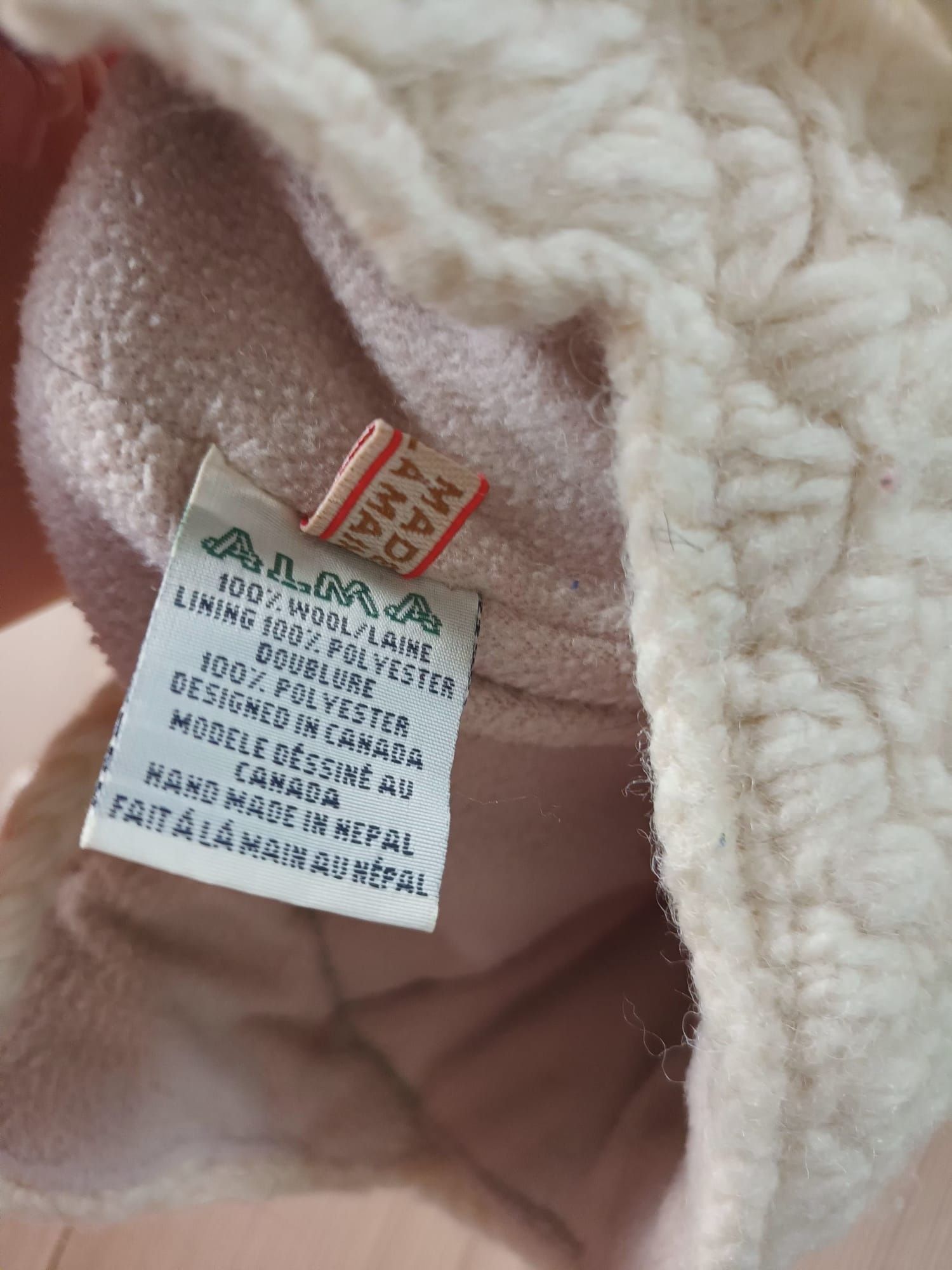 Alma ciepła czapka zimowa 47  100% wełniana wool / laine wiązana