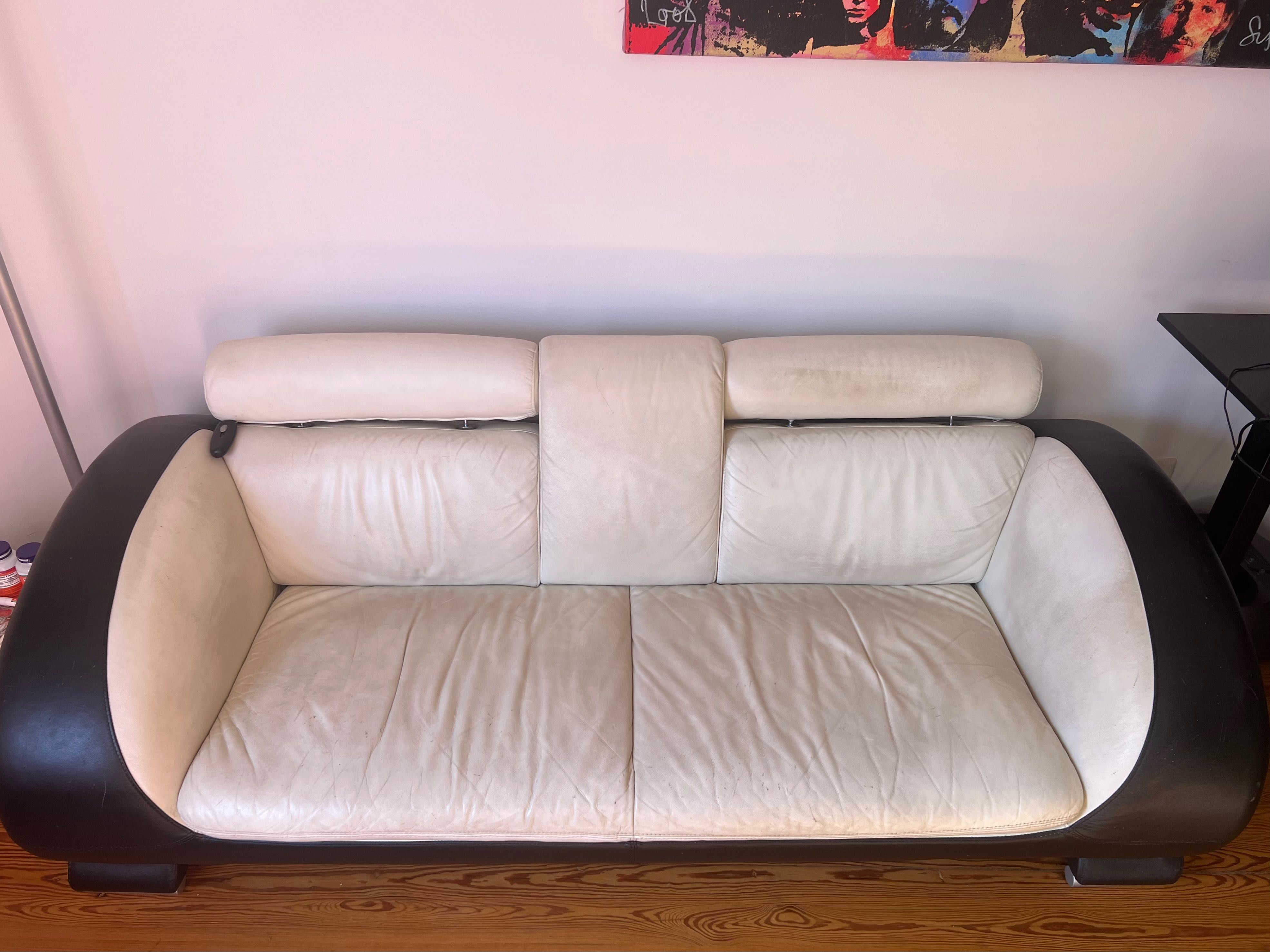 Sofá de couro branco 2m x 1m | white leather sofa