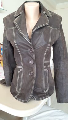 Коричневый замшевый пиджак 34-36 размер
