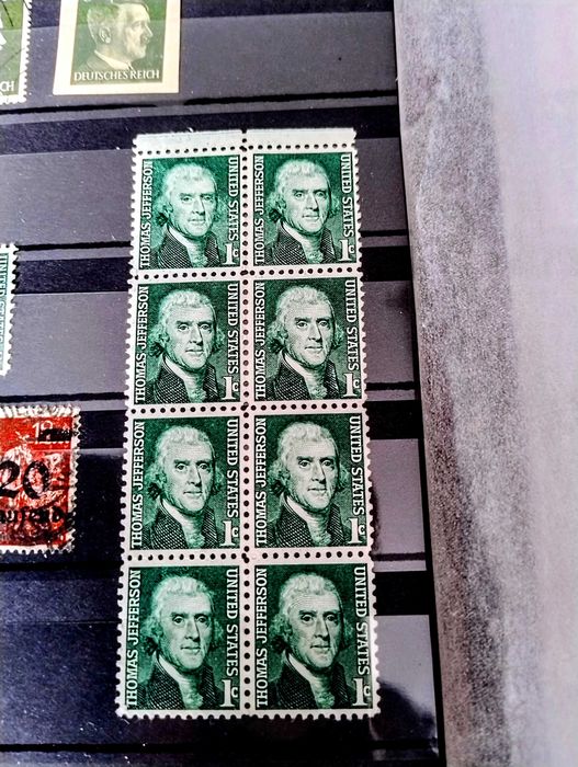 znaczki pocztowe usa czyste-thomas-jefferson-1-cent z błędem nadruku