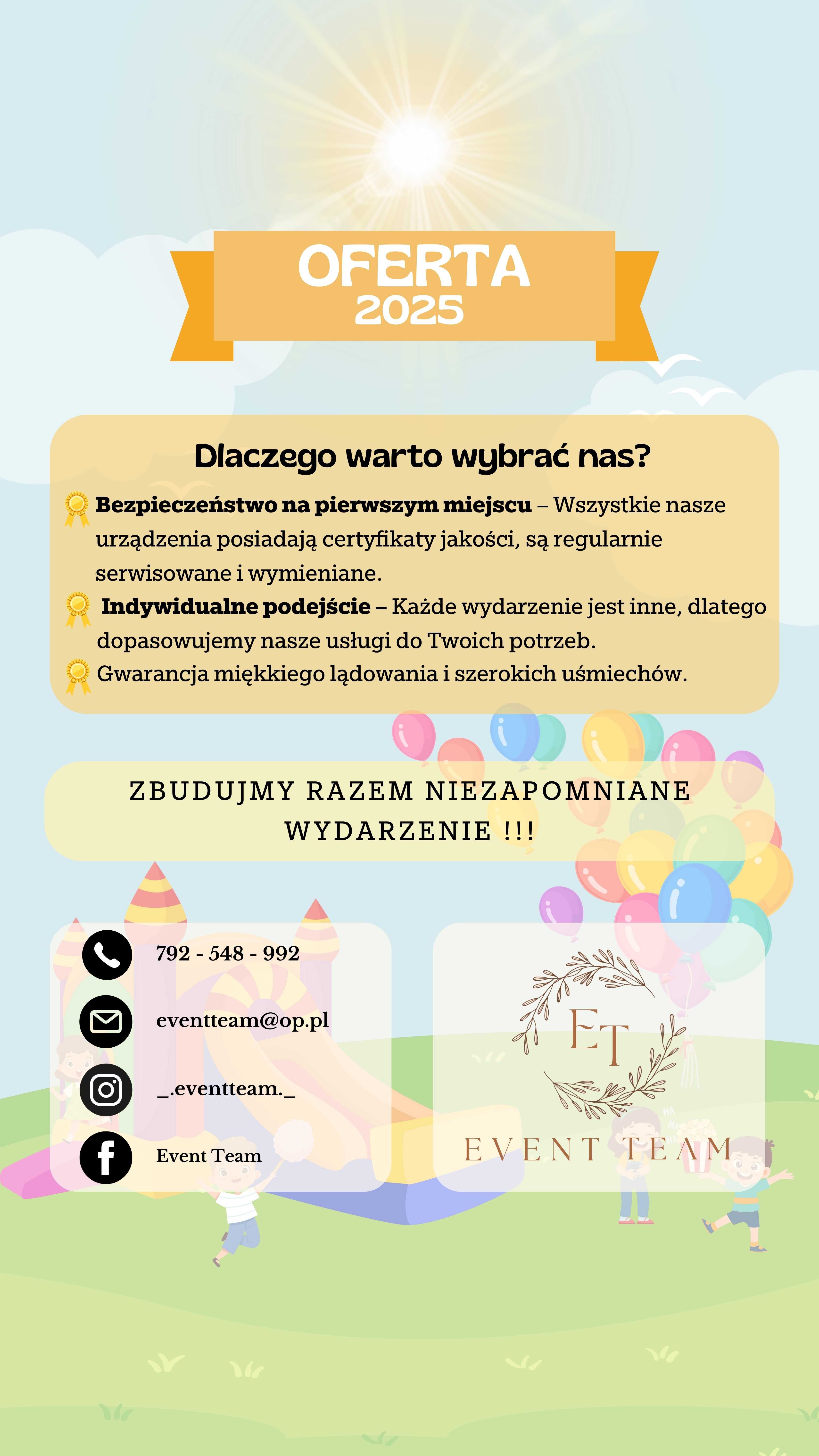 Zjeżdżalnie dmuchane | Tory przeszkód | Wata cukrowa i Popcorn