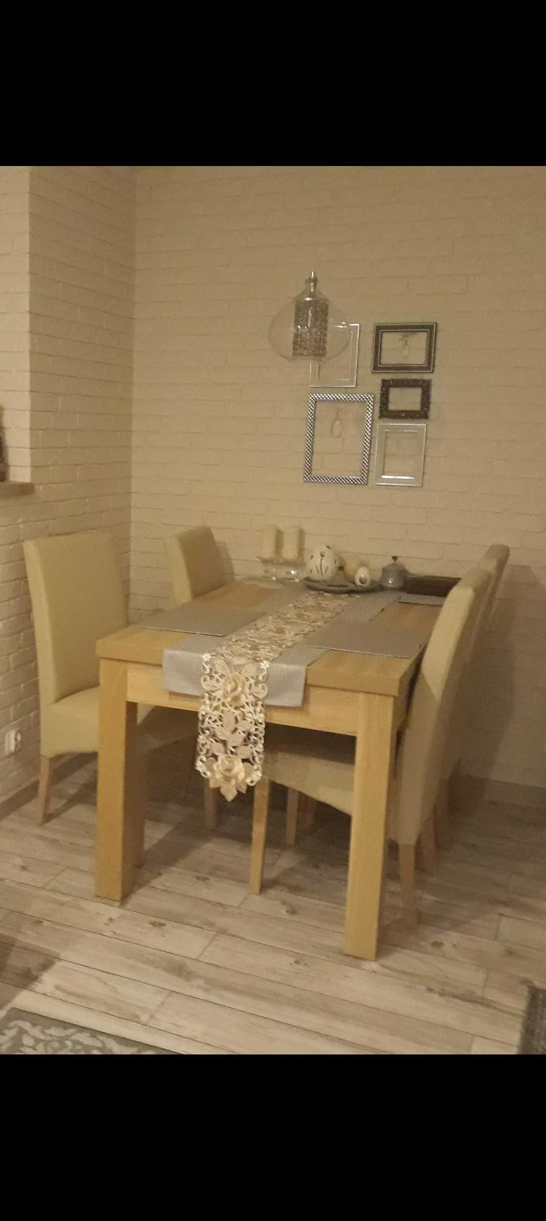 Stół rozkładany dąb Sonoma +6 krzeseł ecru
