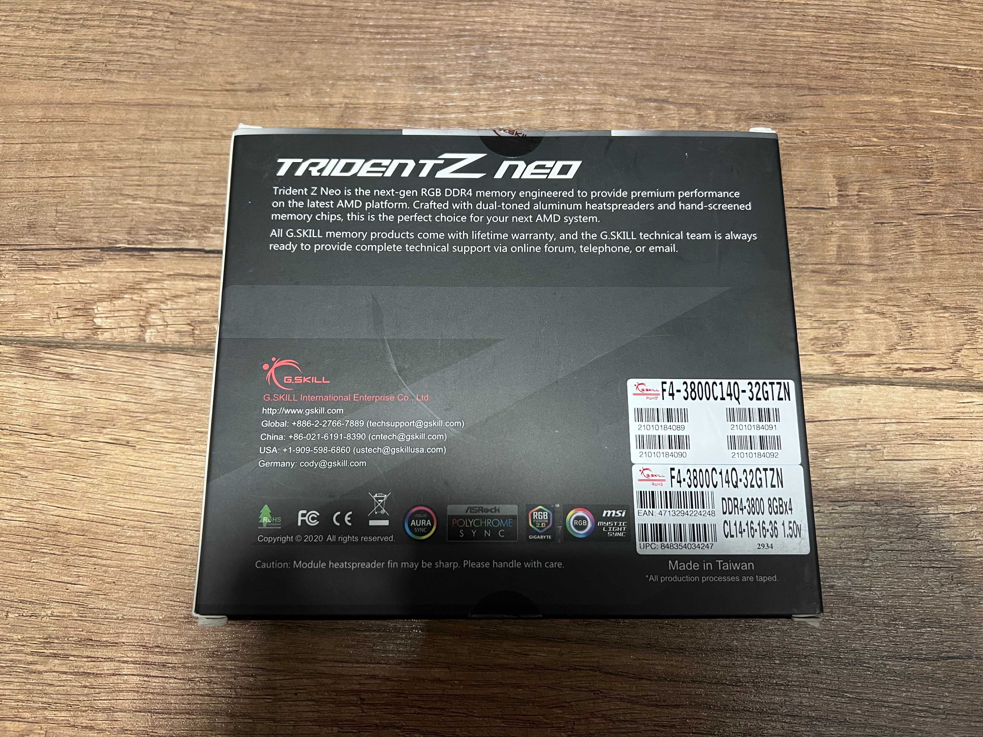 Pamięć RAM TRIDENT Z NEO DDR4 32GB (4x8GB) 3800 MHz CL14