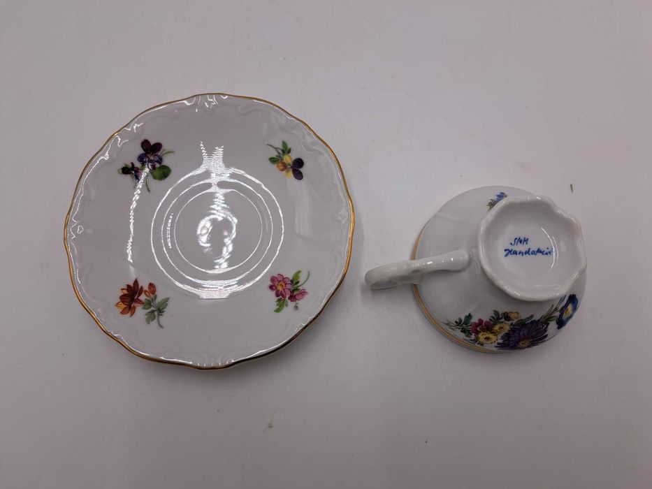 Filiżanka espresso przedwojenna Weimar 1924 złocenia kwiaty