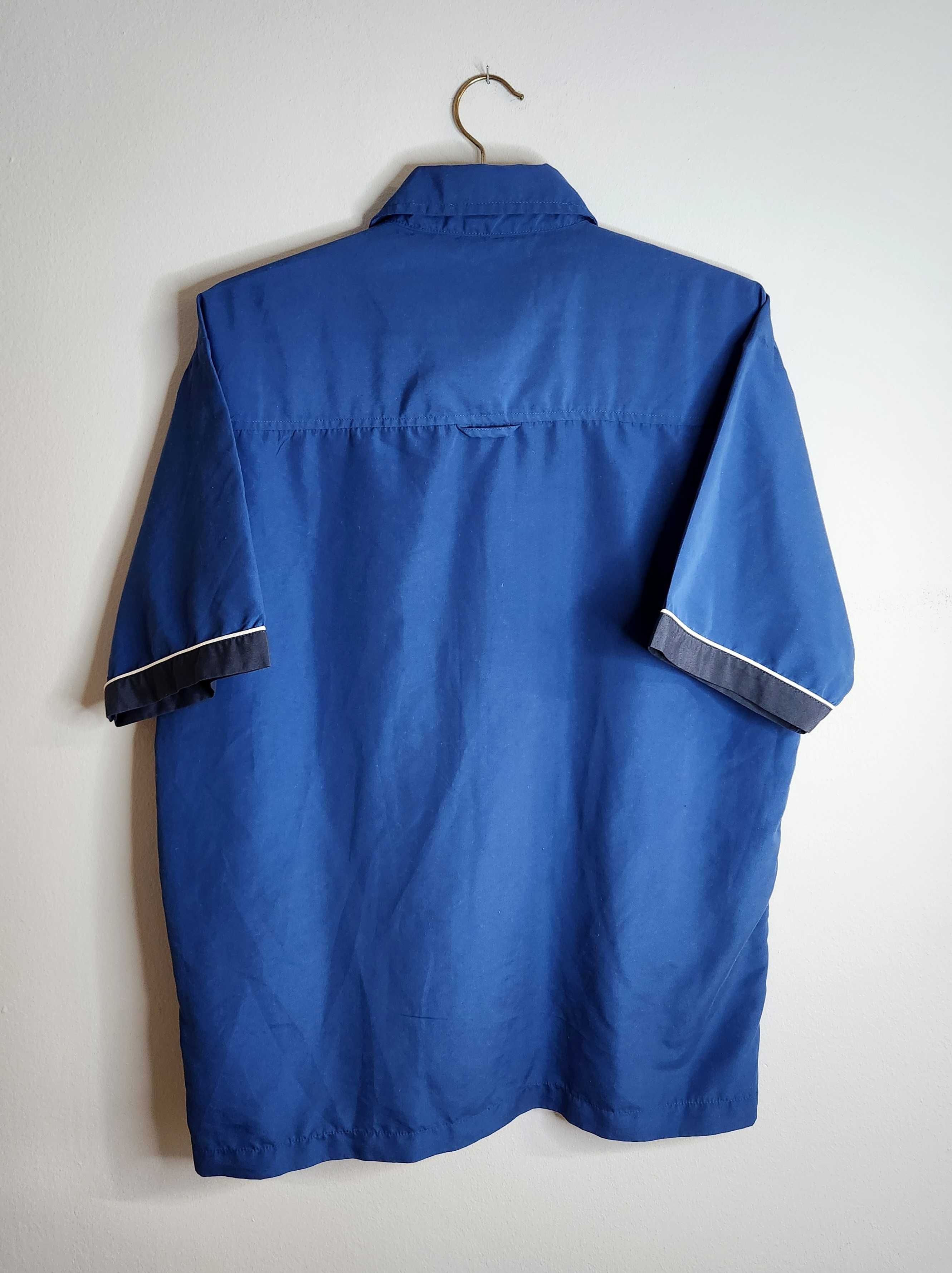 Fishbone Koszula Krótki Rękaw Shortsleeve Granatowa Vintage M