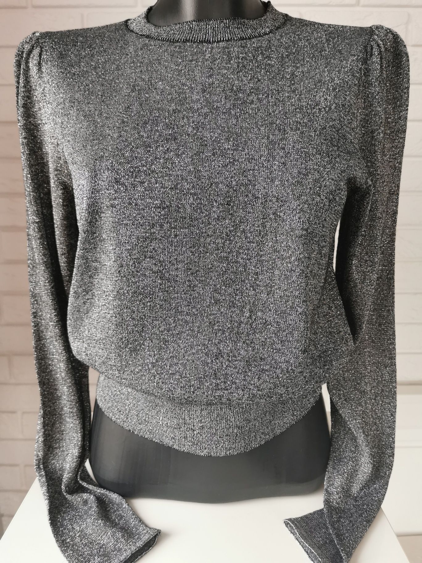 Sweter czarny metaliczna nitka h&m s