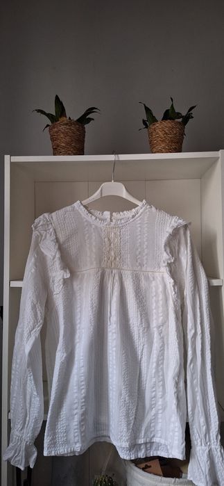 Biała bluzka damska elegancka rozmiar M/L bawełna