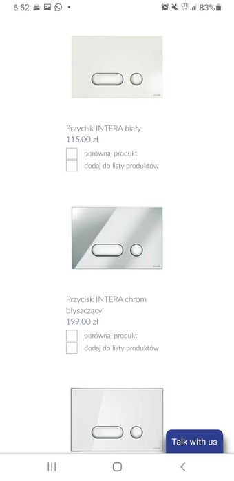 Przycisk cersanit  INTERA chrome błyszczący