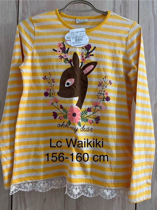 Lc waikiki 156 160 cm biała bluzka żółta biała nowa długi rękaw
