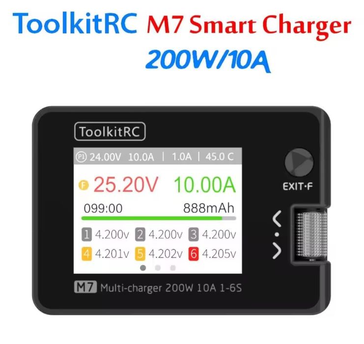 ToolkitRC M7 200W 10A 6S зарядка зарядне fpv батарея дрона зарядний