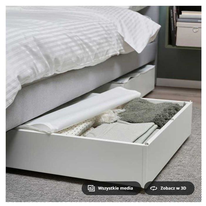 IKEA VARDO biały pojemnik skrzynia na pościel pod łóżko 65x70 kółka