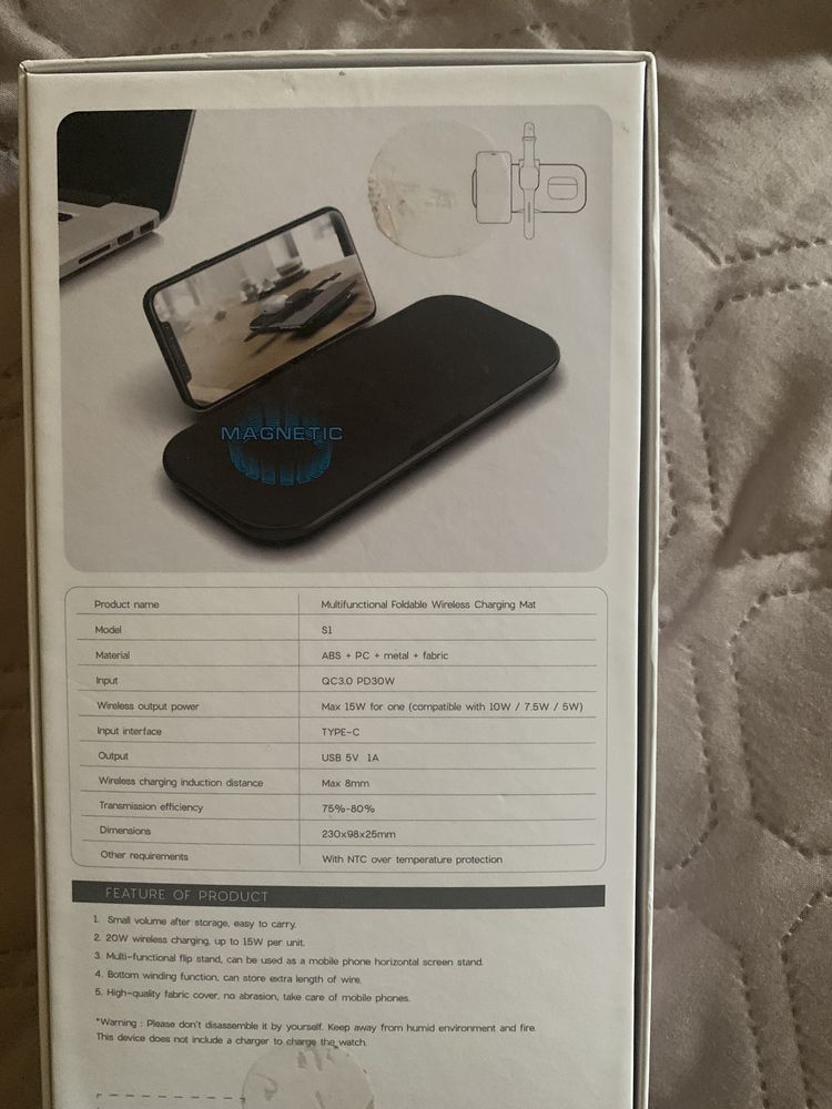 Док станция беспроводная зарядка 3 в 1 20W