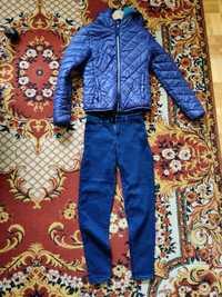Modna lekka kurtka dziewczęca 152/158 + spodnie 34 XS jeans Bershka