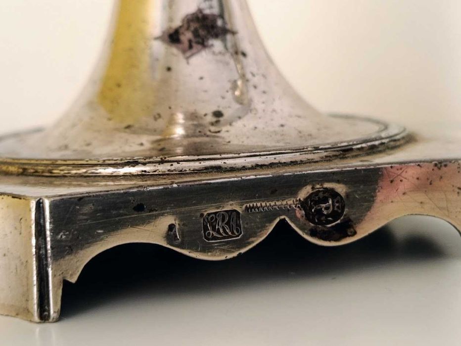 Par de candelabros antigos portugueses prata de lei punção Porto