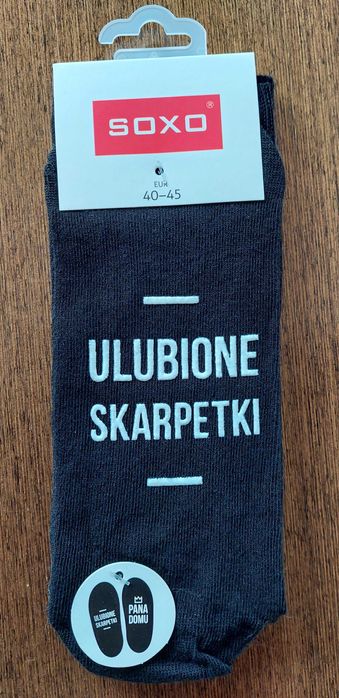Nowe skarpety męskie Soxo z zabawnym napisem 40-45