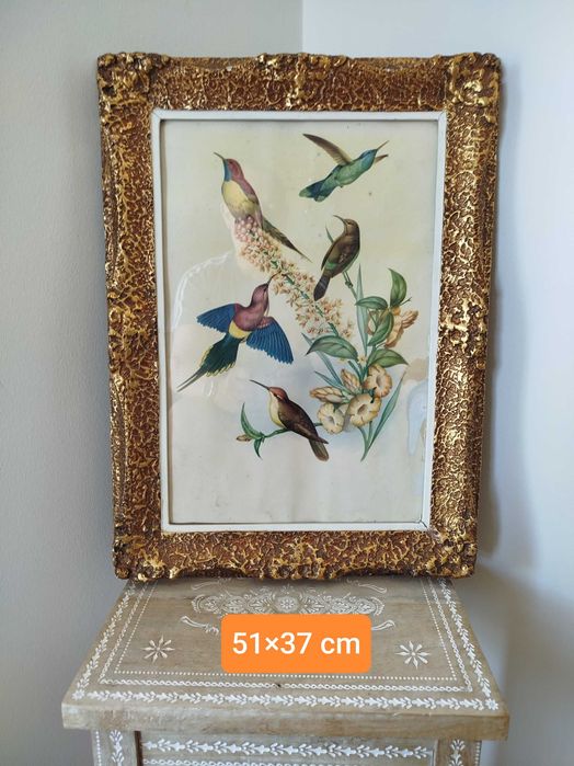 Antigo e Belíssimo Quadro com Gravura