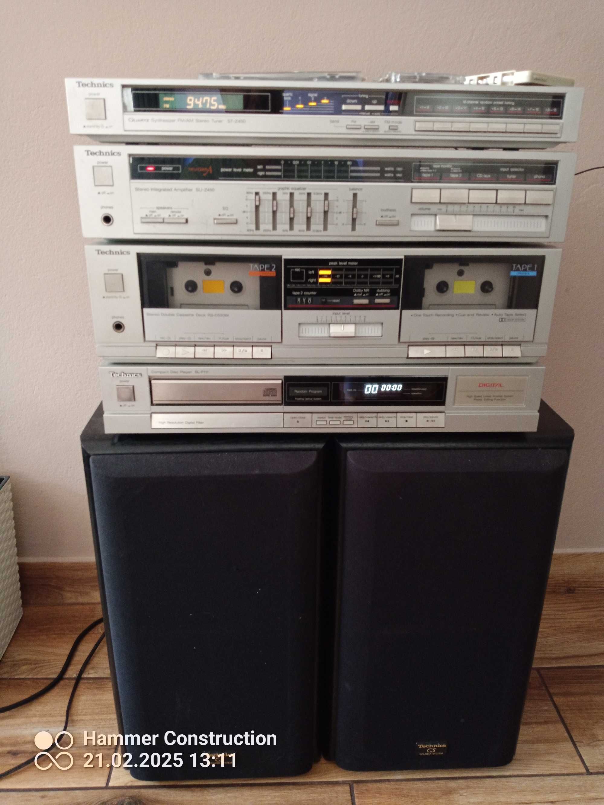 Super Wieża TECHNICS Z-450 Mega Unikat Srebrny z Kolumnami