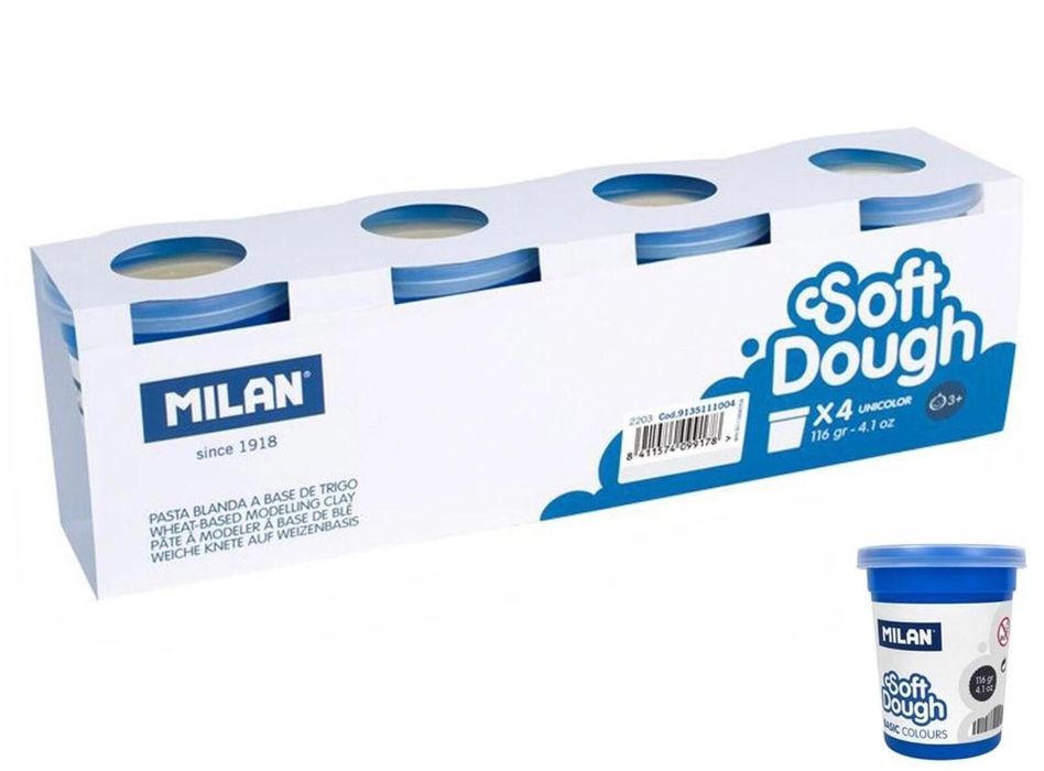 Ciastolina Basic 116g 4 słoiczki biała MILAN MILAN pudełko,83x260 mm