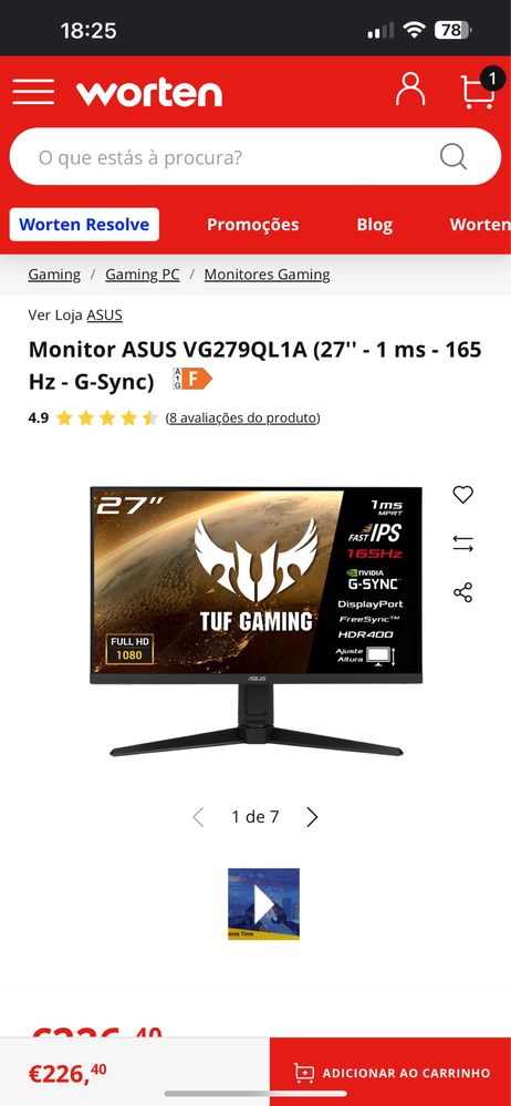 Monitor asus 27”
