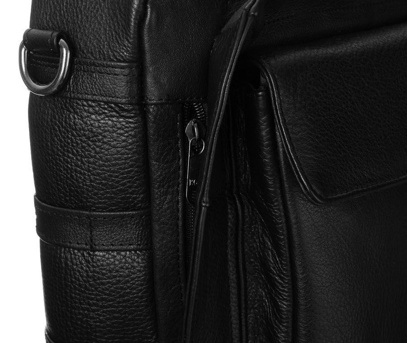 elegancka skórzana torba na laptopa ze schowkami