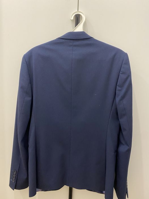 Чоловічий брючний костюм темно синій приталений