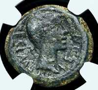 Juliusz Cezar / Oktawian August rzadka moneta rzymska - grading NGC