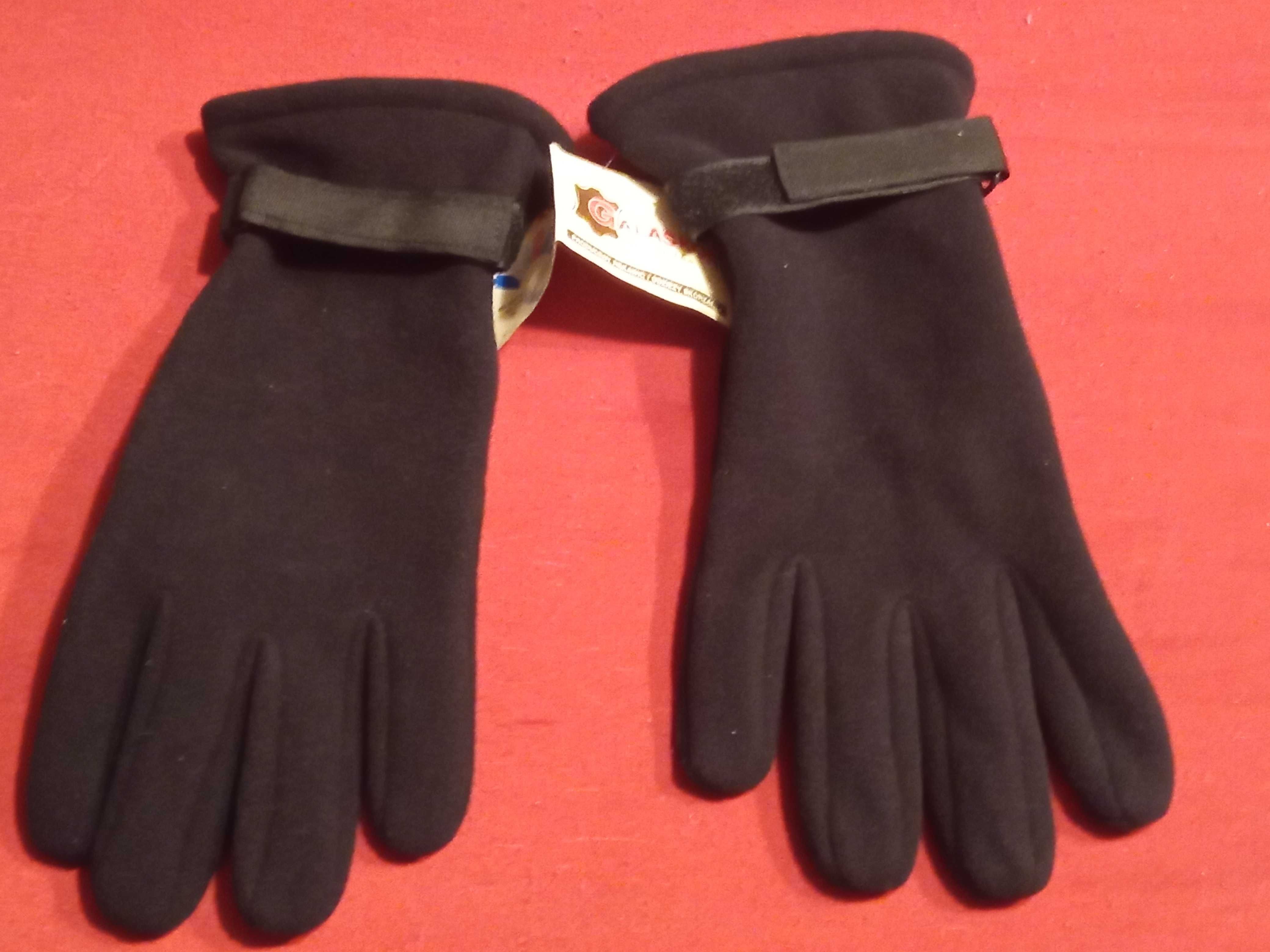 Rękawiczki czarne zimowe polarowe pięciopalcowe roz. 21, 22, 23, wz. 6