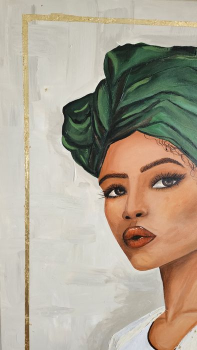Obraz ręcznie malowany – "Królowa Zieleni" | Akryl na płótnie 80x70 cm
