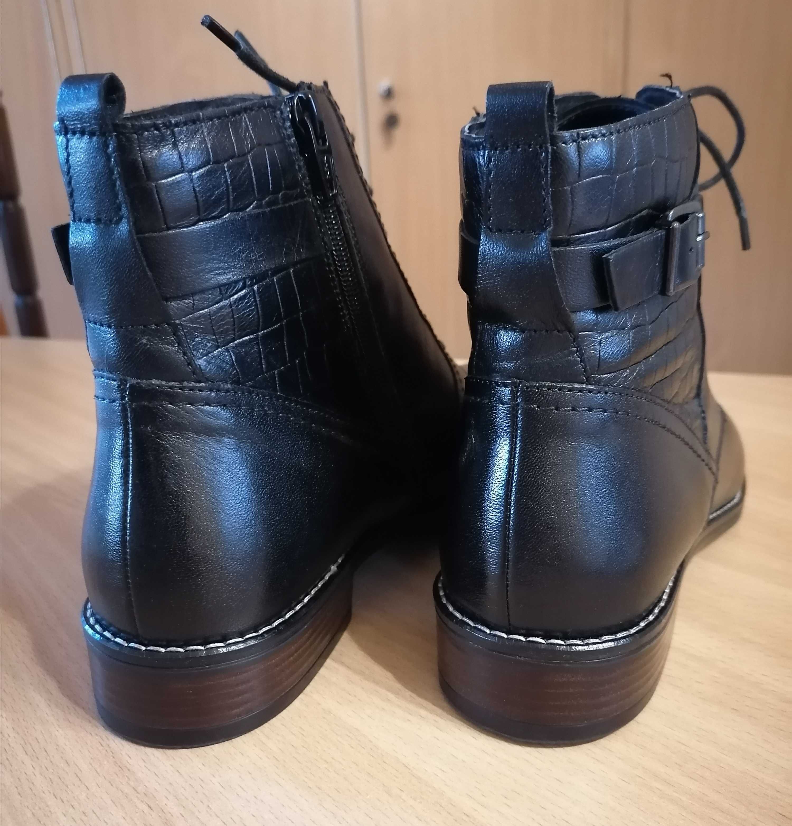 Buty ze skóry botki 5TH AVENUE rozm. 40