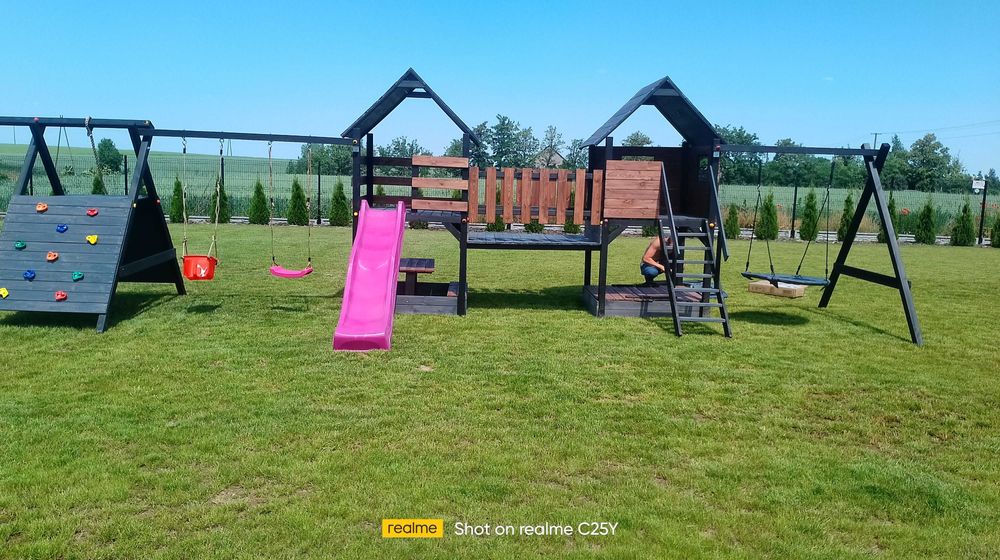 %RATY%  D8 Duży plac zabaw z mostkiem domek dla dzieci MONTAŻ GRATIS