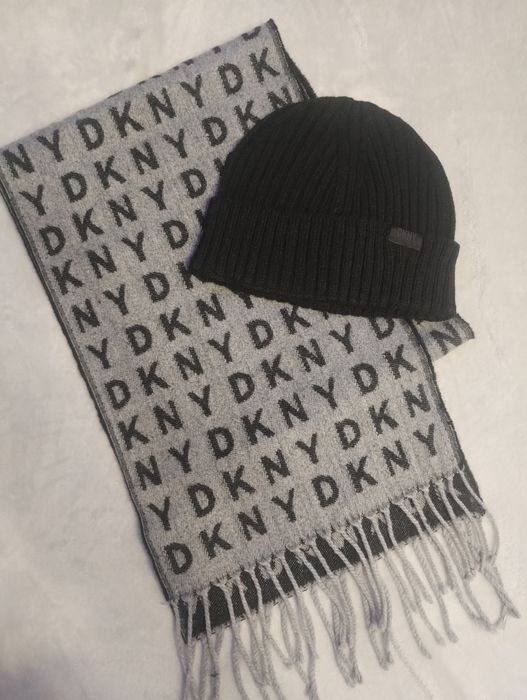 DKNY czapka i szalik komplet damski