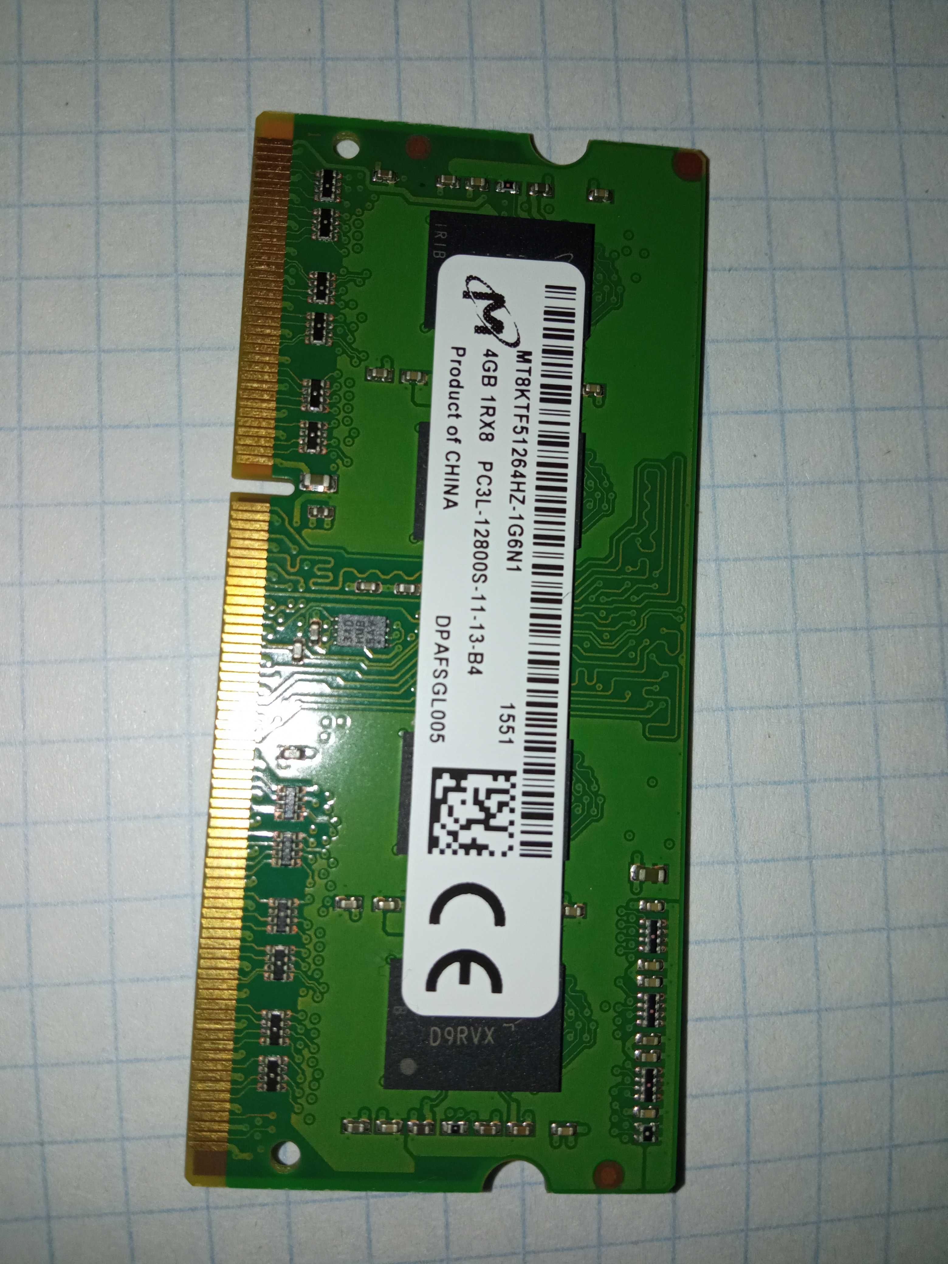 Оперативная память для ноутбука Micron DDR3L 4 gb