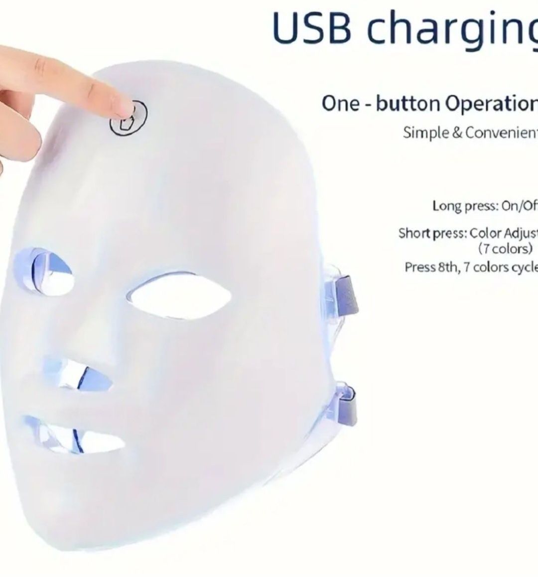 Maska LED na zmarszczki jędrność poprawa skóry gojenie ran trądzik