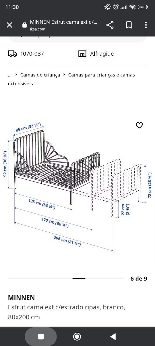 Cama extensível de criança