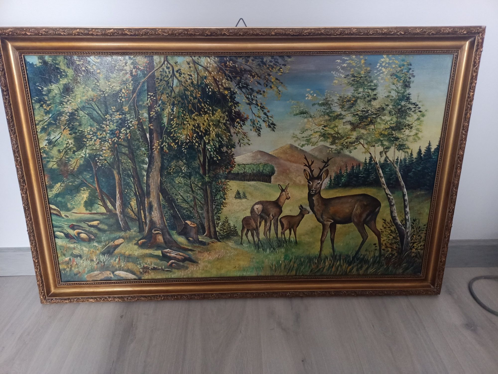 Ratajczak obraz olejny Stary myśliwski sarny jelenie