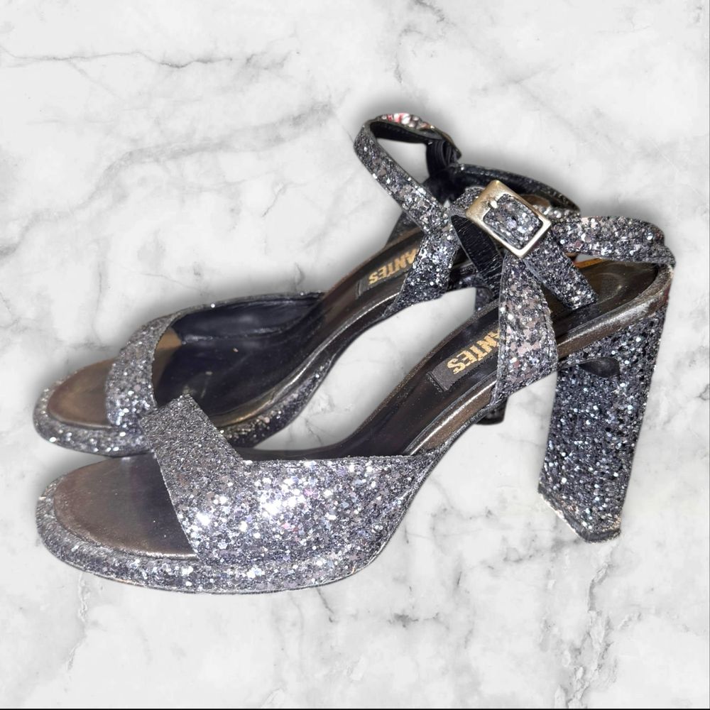ELDANTES | Black Glittery Block Heels