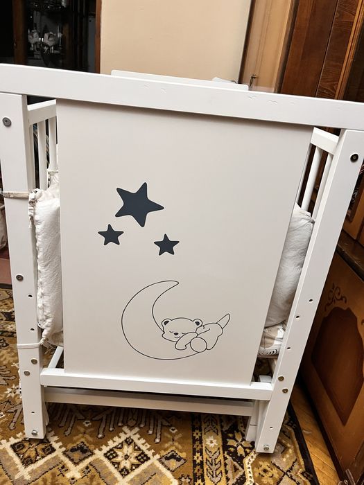 Дитяче ліжечко+ матрасик+ комплект