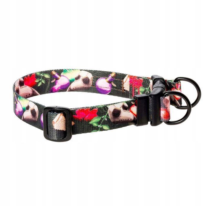 mocna obroża dla psów małych ras york szpic s 15 mm  wzorek w czaszki