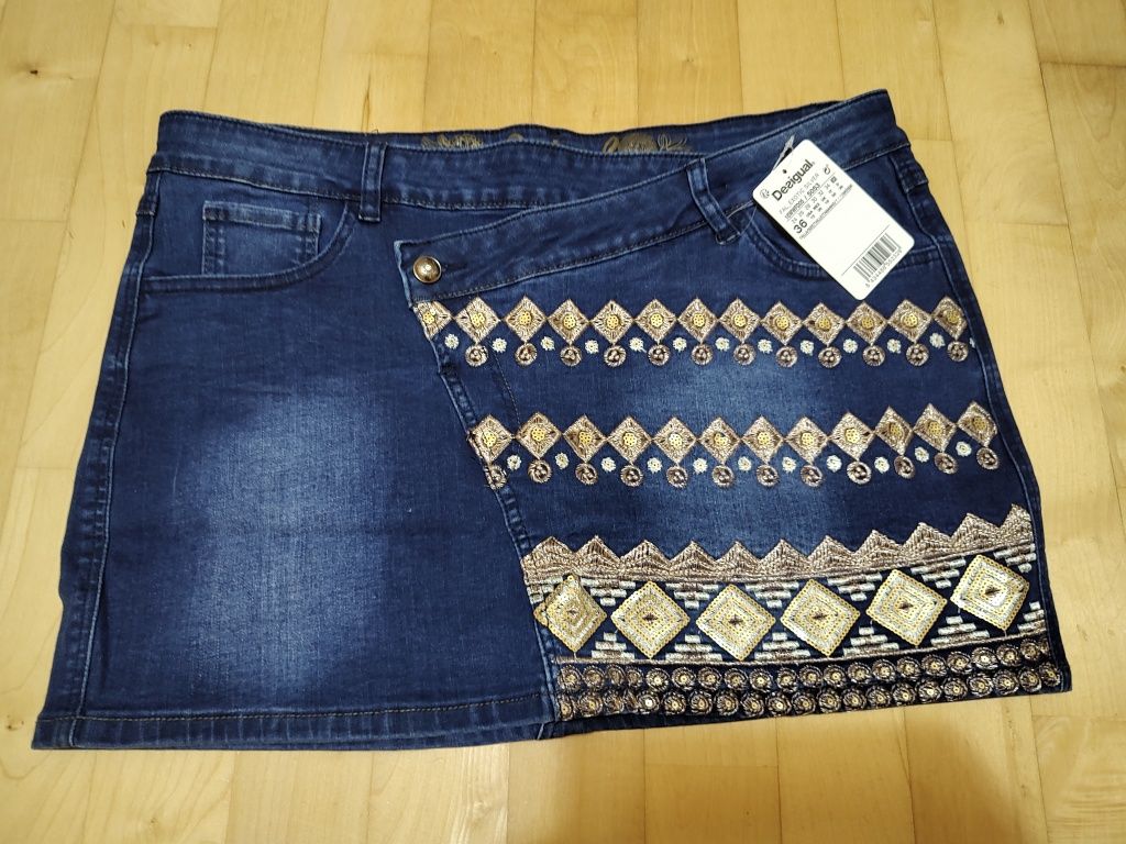 Nowa jeansowa spódniczka mini - Desigual - r.36/XL