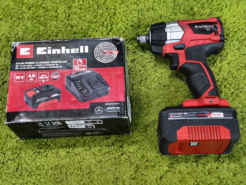 Klucz udarowy einhell TE-CW 18 215 jak nowy+ zestaw startowy Einhell 4