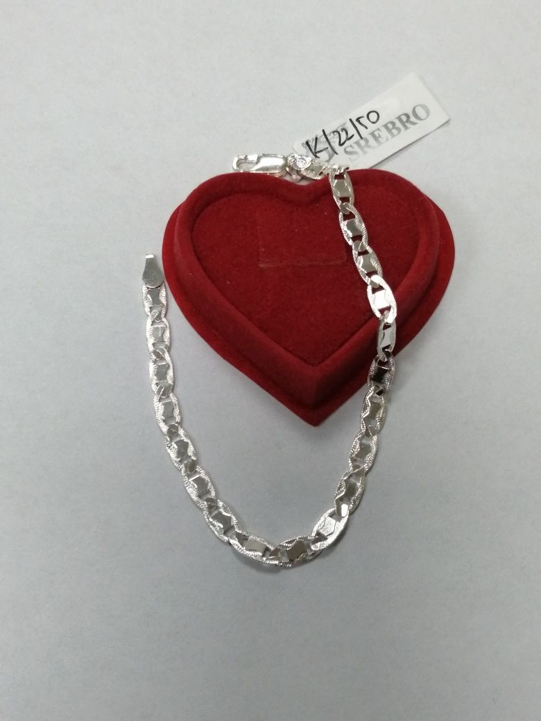 Piękna srebrna bransoletka, srebro 925 długość 18,5cm