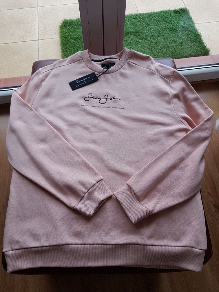 Sean John, piękna męska bluza, blado różowa, rozmiar bawełna,