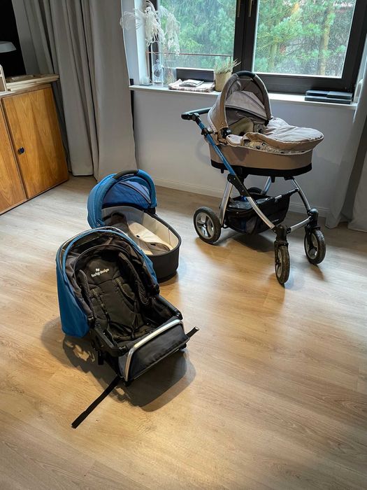Wózek 2w1 Babydesign Lupo niebieski spacerówka i 2x gondola + adaptery