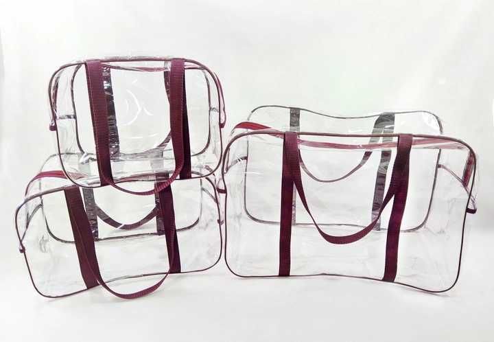 Набір з 3 прозорих сумок в пологовий  EcoNova Light різні кольори