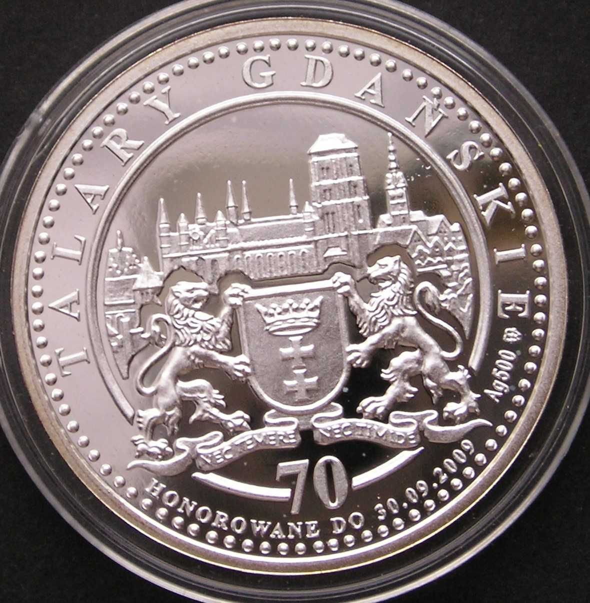 Polska 70 talarów gdańskich 2009 - srebro - Wałęsa - stan menniczy .