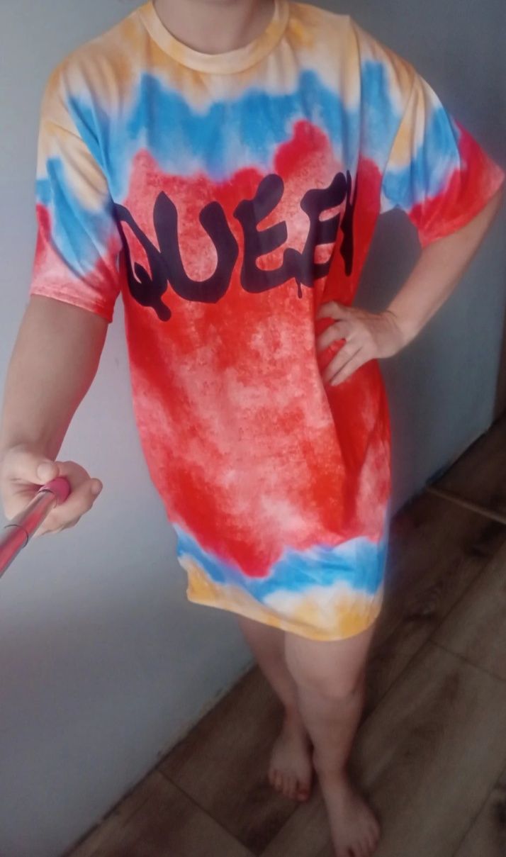Czerwona ombre sukienka tshirtowa one size NOWA!