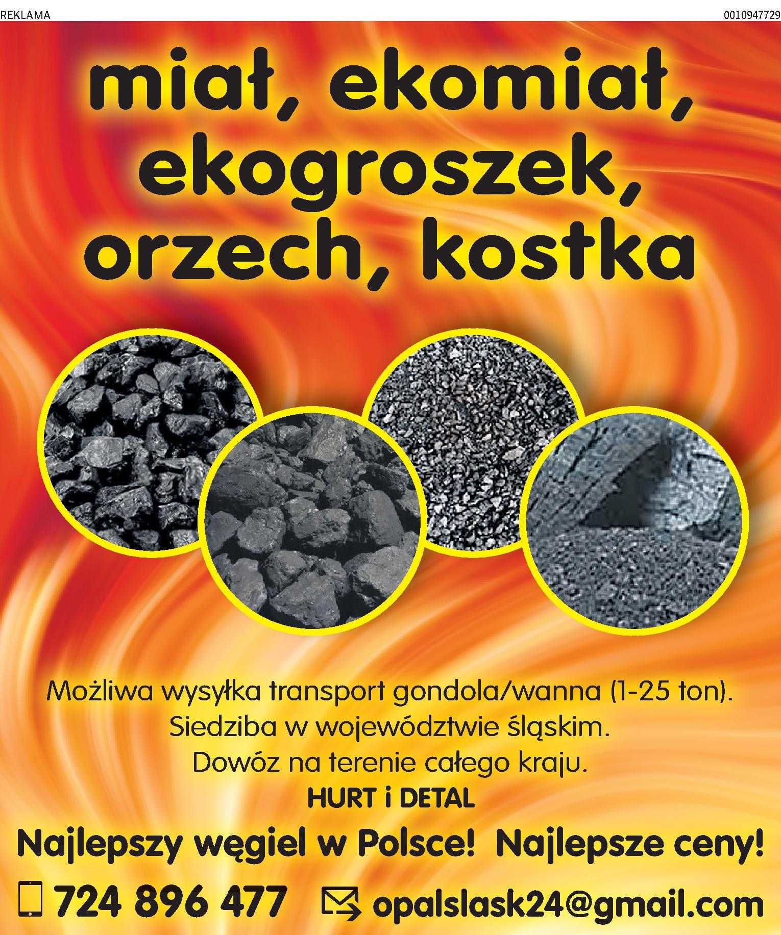 Ekogroszek 25-27kj/kg Ekomiał Węgiel Orzech Polskie Kopalnie