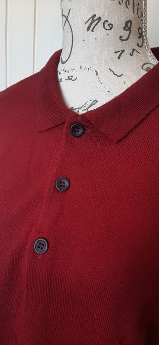 Burgundowy  męski wełniany sweter z kołnierzykiem maerz 42 44