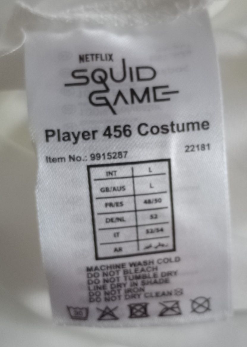 Dres squid game Netflix - player 456, nowy